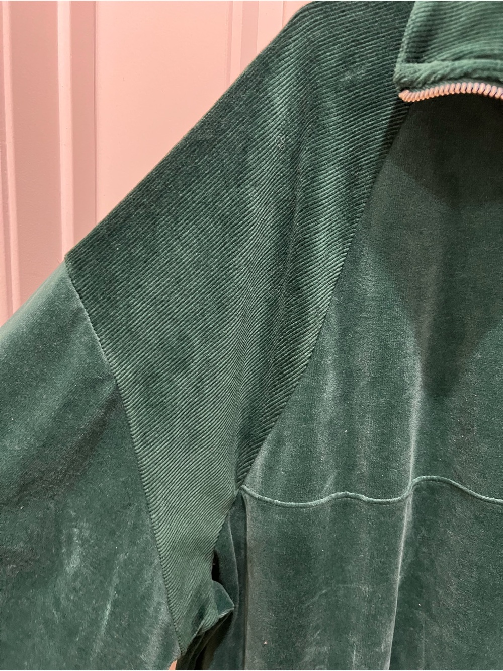 wild fable Forest Green Velour Quarter-Zip Pullover - Picture 3 of 7